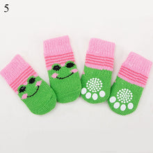 Load image into Gallery viewer, 4pcs/Set Cute Puppy Dog Knit Socks Small Dogs Cotton Anti-Slip Cat Shoes For Autumn Winter Indoor Wear Slip On Paw Protector