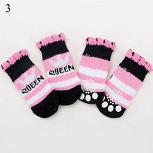 Load image into Gallery viewer, 4pcs/Set Cute Puppy Dog Knit Socks Small Dogs Cotton Anti-Slip Cat Shoes For Autumn Winter Indoor Wear Slip On Paw Protector
