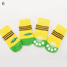Load image into Gallery viewer, 4pcs/Set Cute Puppy Dog Knit Socks Small Dogs Cotton Anti-Slip Cat Shoes For Autumn Winter Indoor Wear Slip On Paw Protector
